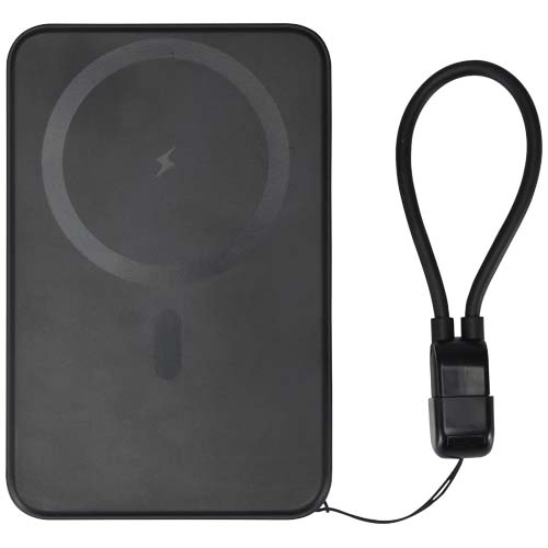 Batterie externe magnétique SMART de 5 000 mAh en plastique recyclé avec cordon – Image 3