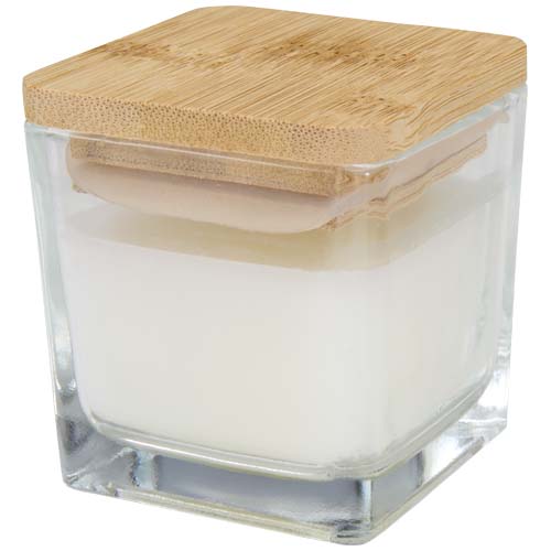 Bougie carrée Ambra en verre avec couvercle en bambou – Image 4