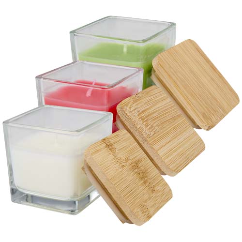 Bougie carrée Ambra en verre avec couvercle en bambou – Image 5