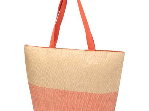 Grand sac fourre-tout en papier paille Rhythm avec fermeture à glissière, 21 L