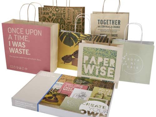 Boîte d'échantillons de sacs en papier Kraft et fabriqués à partir de déchets agricoles