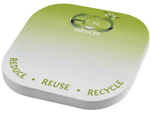 Notes adhésives recyclées Sticky-Mate® de forme carrée avec coins arrondis