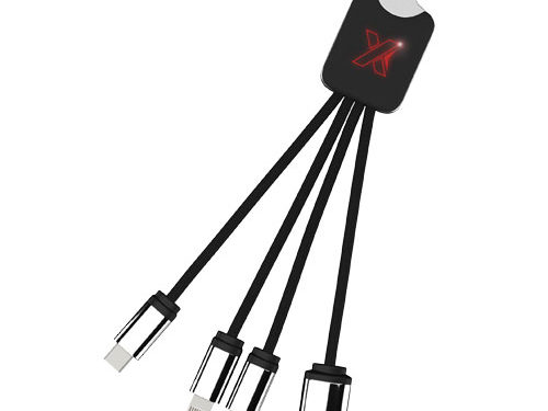 Câble carré 3-en-1 avec logo lumineux SCX.design C15