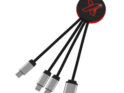 Câble rond 3-en-1 avec logo lumineux SCX.design C16